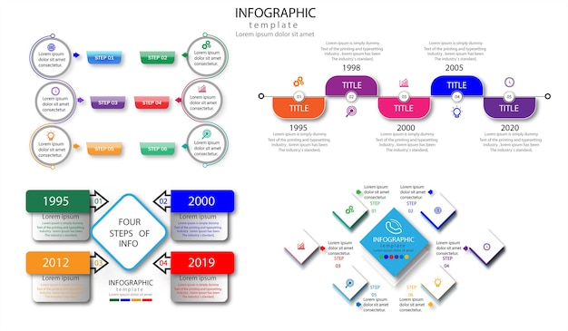 Gradient infographic element collection