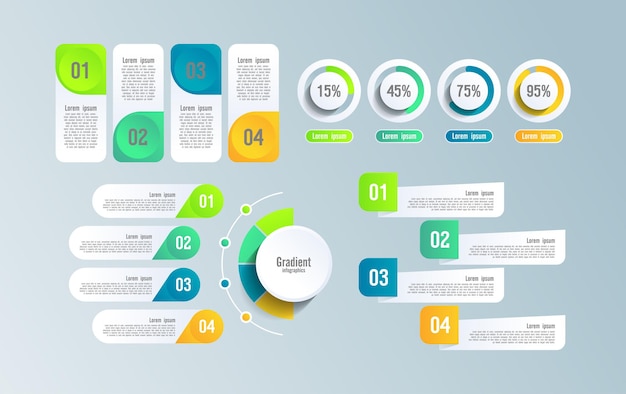 Gradient infographic elements collection