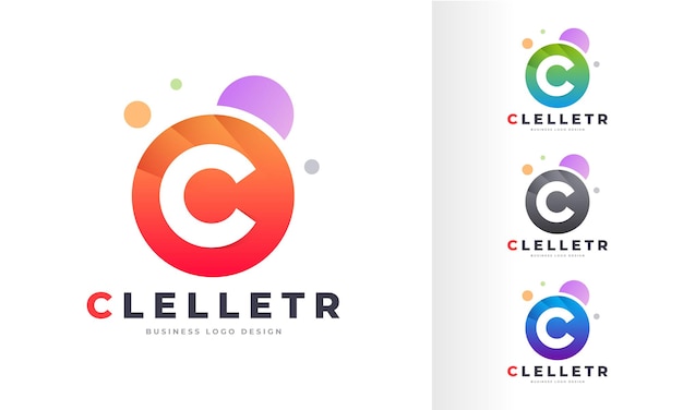 Gradient Initial Letter C Round Circle Colorful Bubble Editable Logo Design