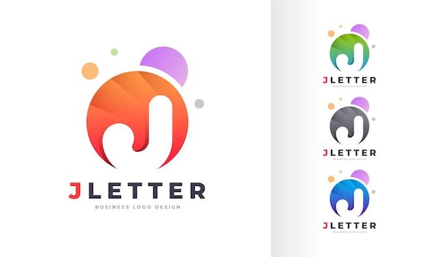 Gradient Initial Letter J Round Circle Colorful Bubble Editable Logo Design