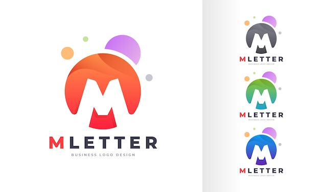 Gradient Initial Letter M Round Circle Colorful Bubble Editable Logo Design