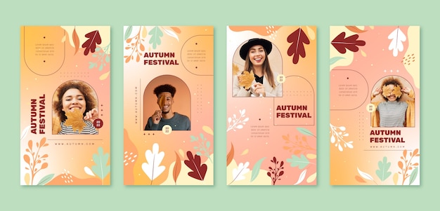 Gradient instagram stories collection for mid-autumn festival celebration