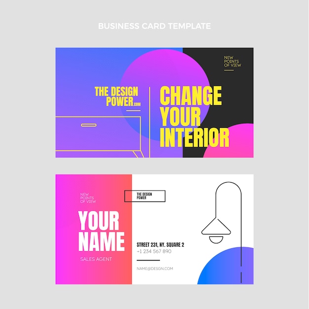 Gradient interior businiess card design template