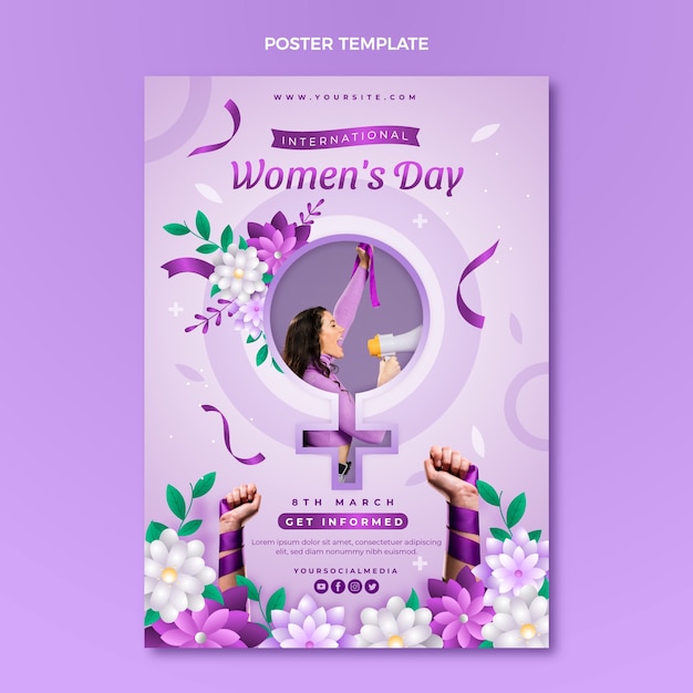 Gradient international women's day vertical poster template