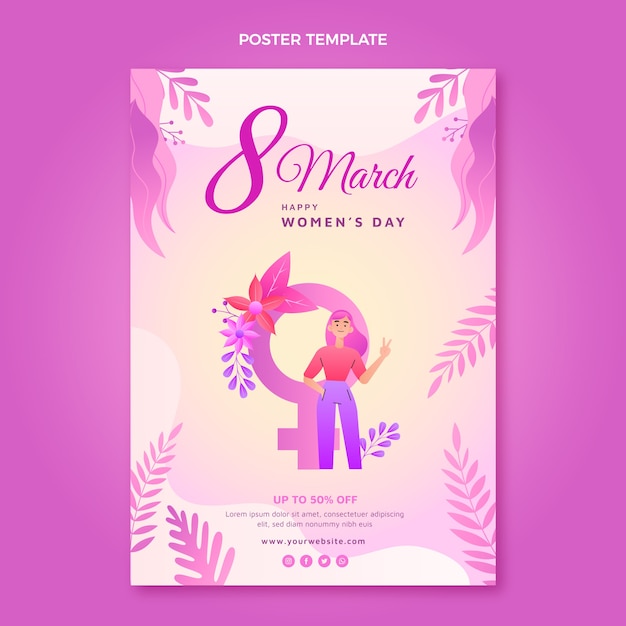 Gradient international women's day vertical poster template