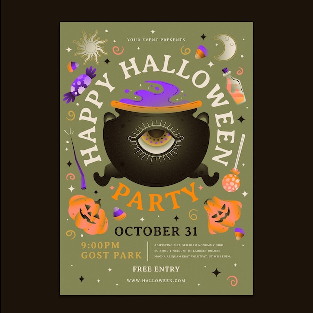 Gradient invitation template for halloween season