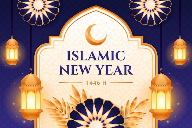 Gradient islamic new year background