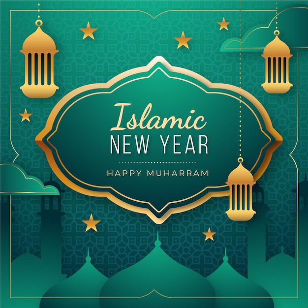 Gradient islamic new year illustration