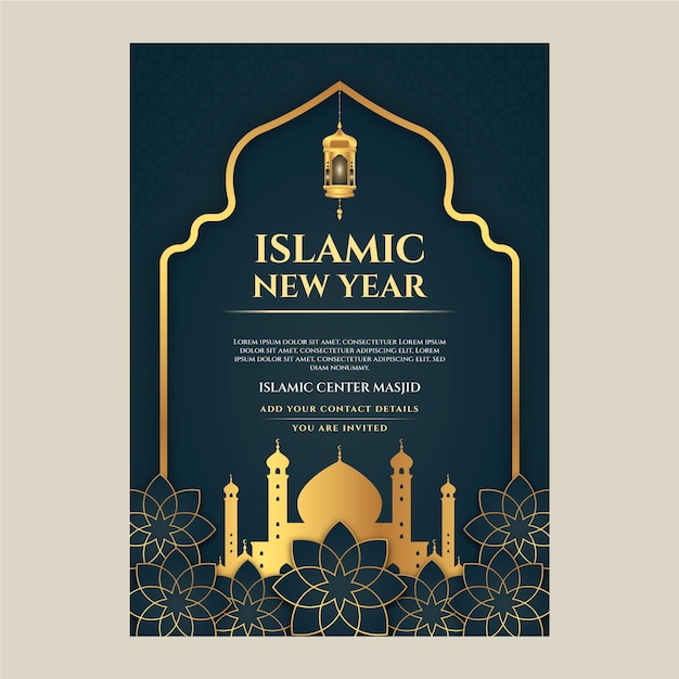 Gradient islamic new year vertical poster poster