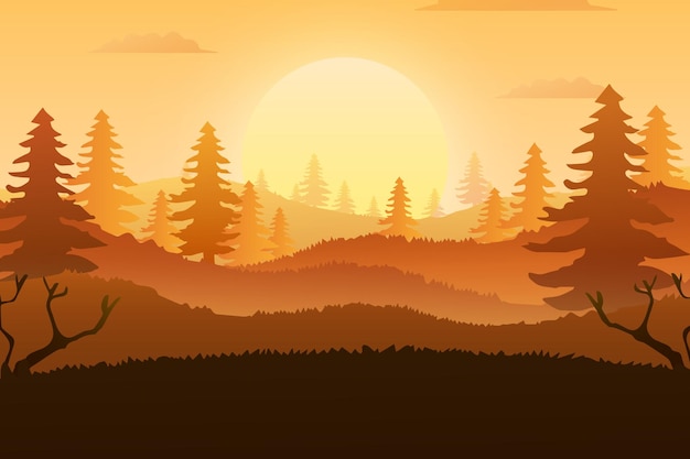 Gradient jungle sunrise landscape background