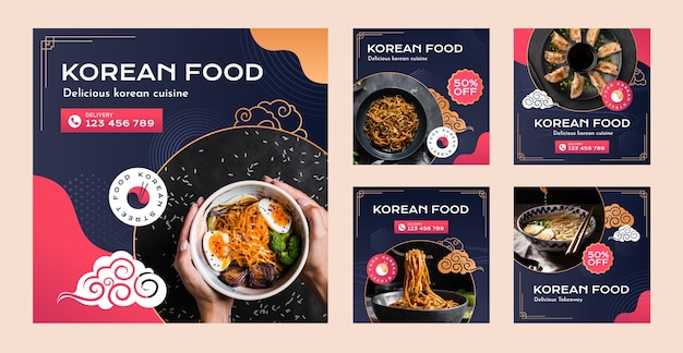 Gradient korean restaurant instagram posts