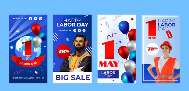 Gradient labor day instagram stories collection