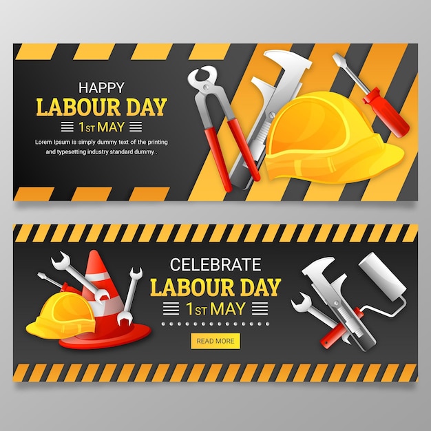 Gradient labour day banner set