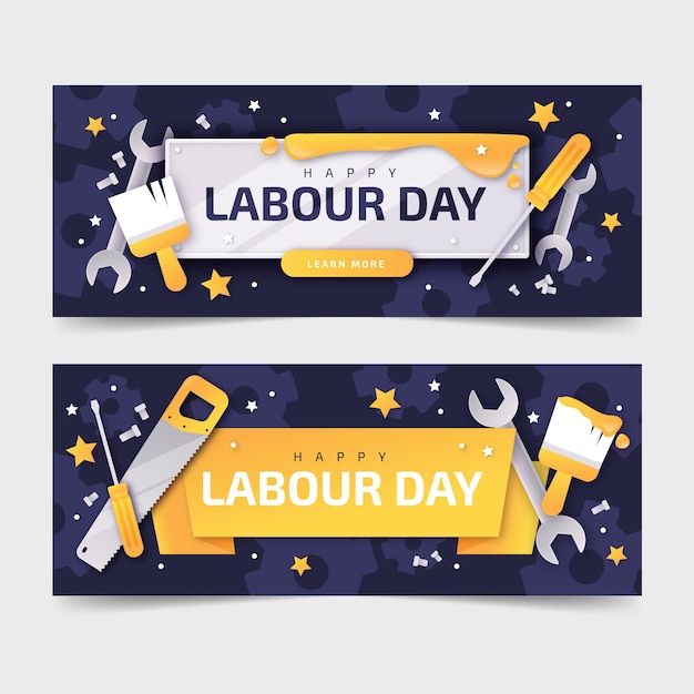 Gradient labour day banners set