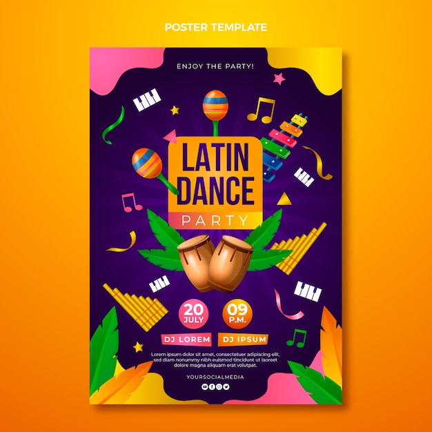 Gradient latin dance party template