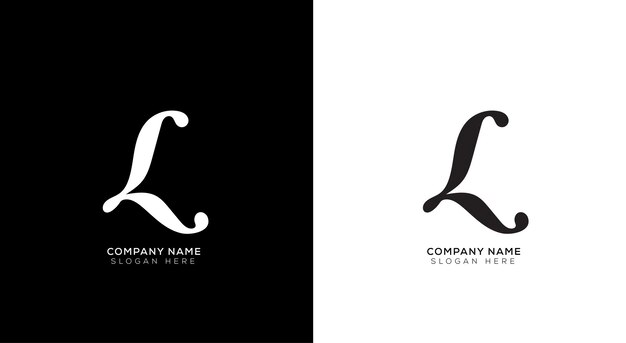 Gradient letter L logo design template with black and white background