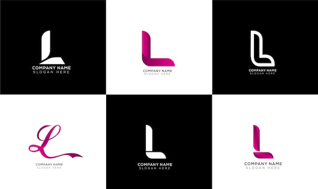 Gradient letter L logo template set