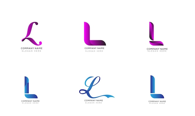 Gradient letter L logo template set