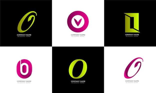 Gradient letter O logo collection