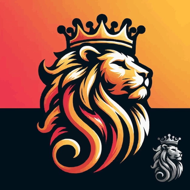 Gradient lion with crown