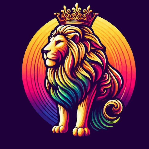 Gradient lion with crown