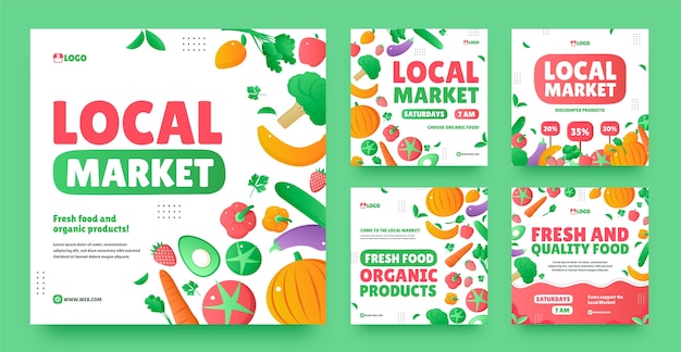 Gradient local market business instagram posts collection