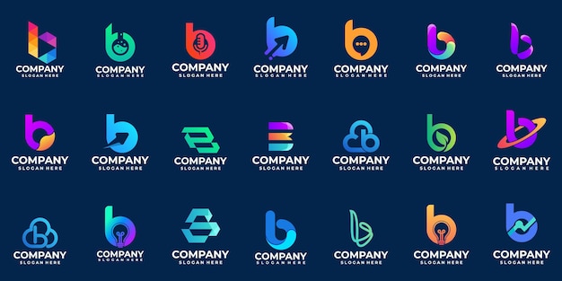 Gradient logo letter B logo, logo collection