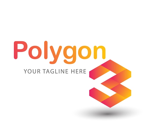 Gradient logo template with polygon shape.three number logo