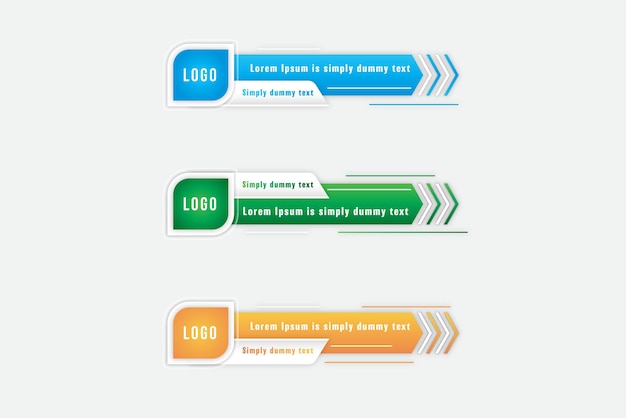 Gradient lower third banner set design premium Vector