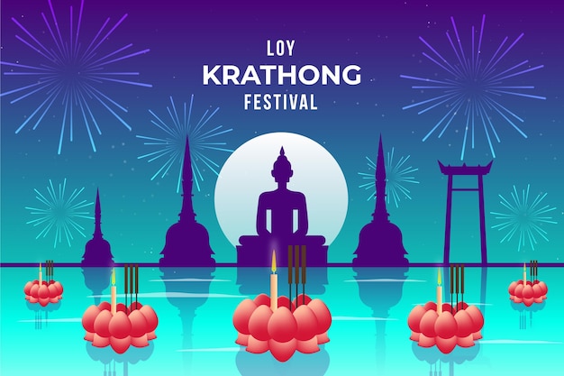 Gradient loy krathong concept