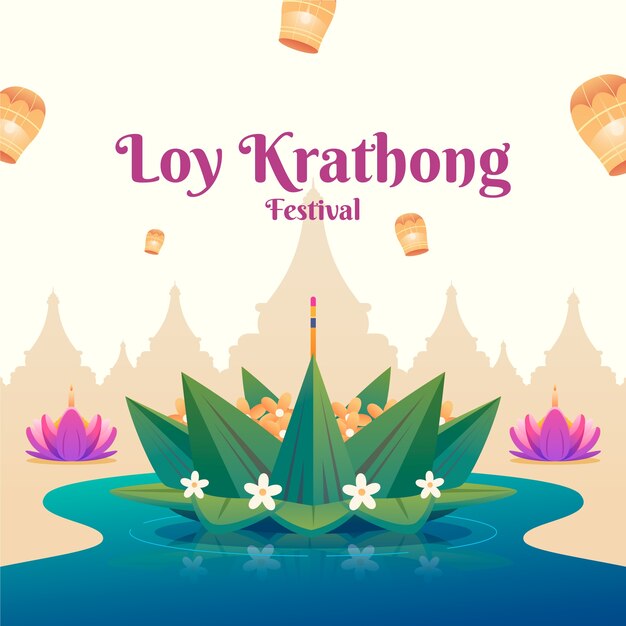 Gradient loy krathong festival background