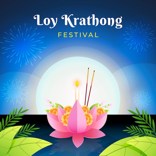 Gradient loy krathong illustration