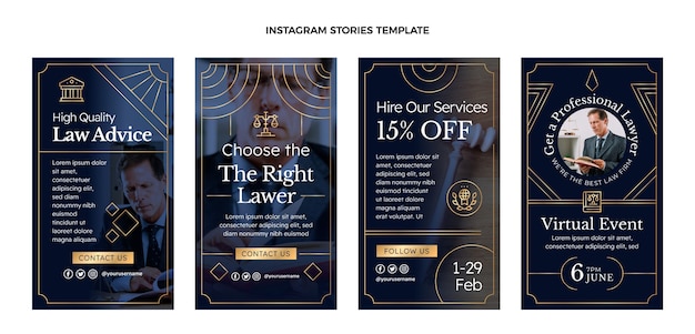 Gradient luxury law firm instagram stories