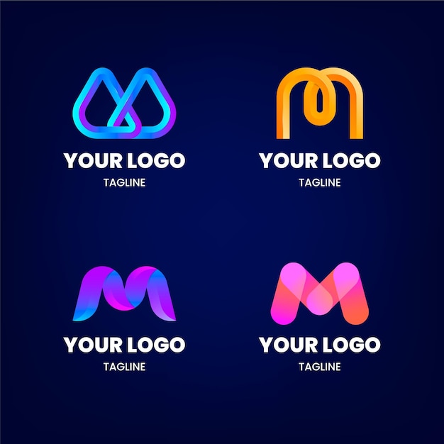 Gradient m logo template collection