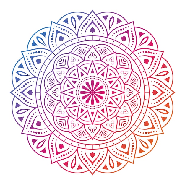 Gradient mandala on white isolated background