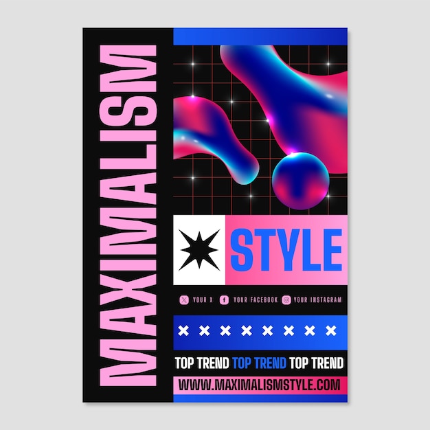 Gradient maximalist poster  template design