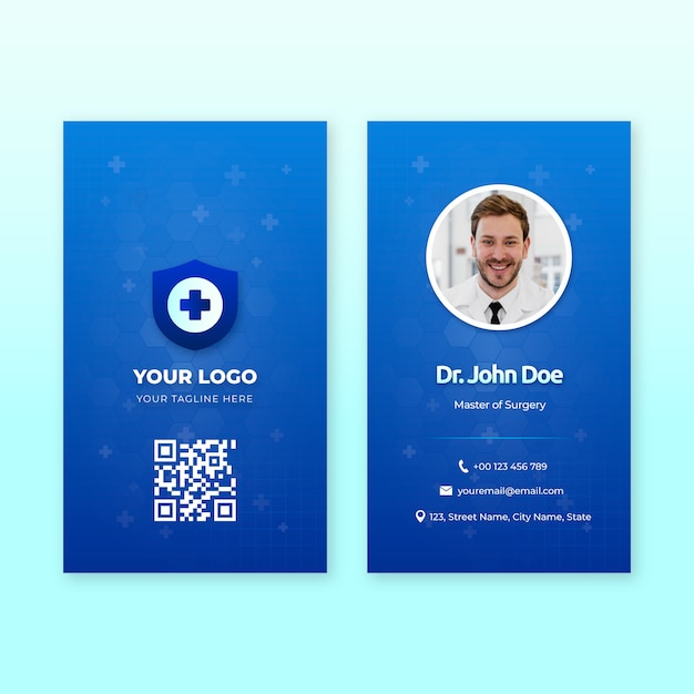 Gradient medical center vertical business card