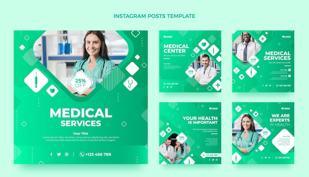 Gradient medical instagram posts collection