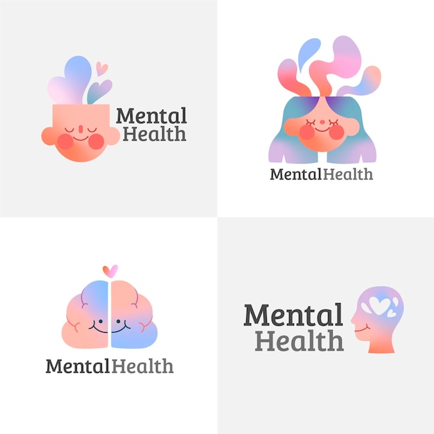 Gradient mental health logos collection