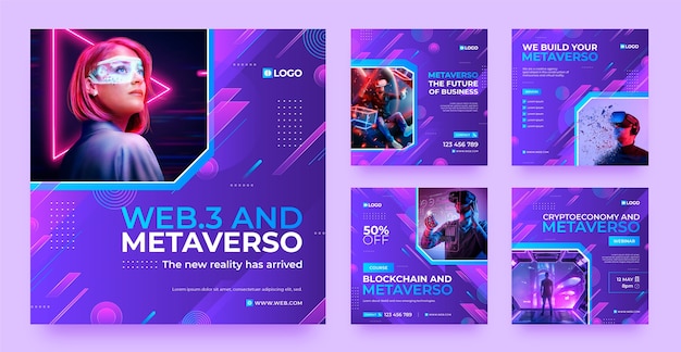 Gradient metaverse concept instagram posts