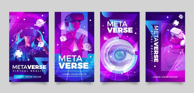 Gradient metaverse instagram stories collection