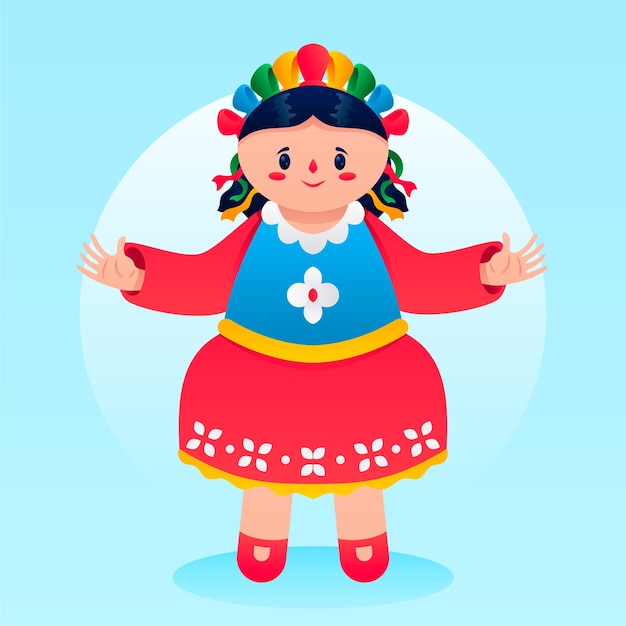 Gradient mexican doll illustration