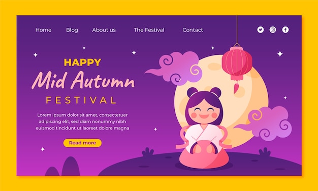 Gradient mid-autumn festival landing page template