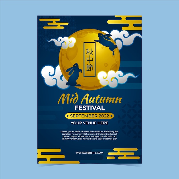 Gradient mid-autumn festival vertical poster template