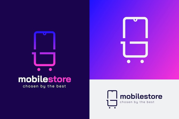 Gradient mobile store logo design