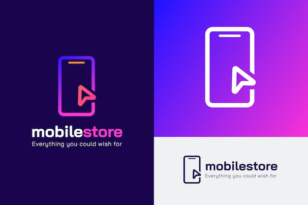 Gradient mobile store logo design