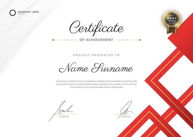 Gradient modern certificate of achievement template