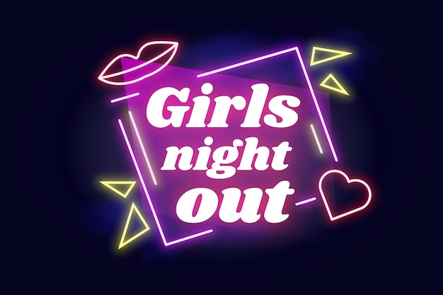 Gradient neon girls night illustration