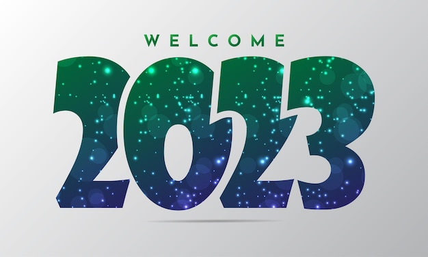 Gradient New Year 2023 design background with sparkling glow effect Twenty Twenty Three vector design