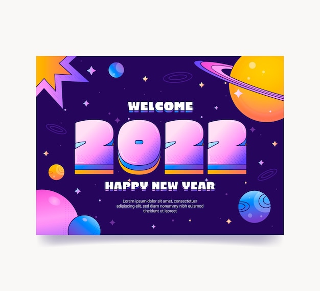 Gradient new year greeting card template